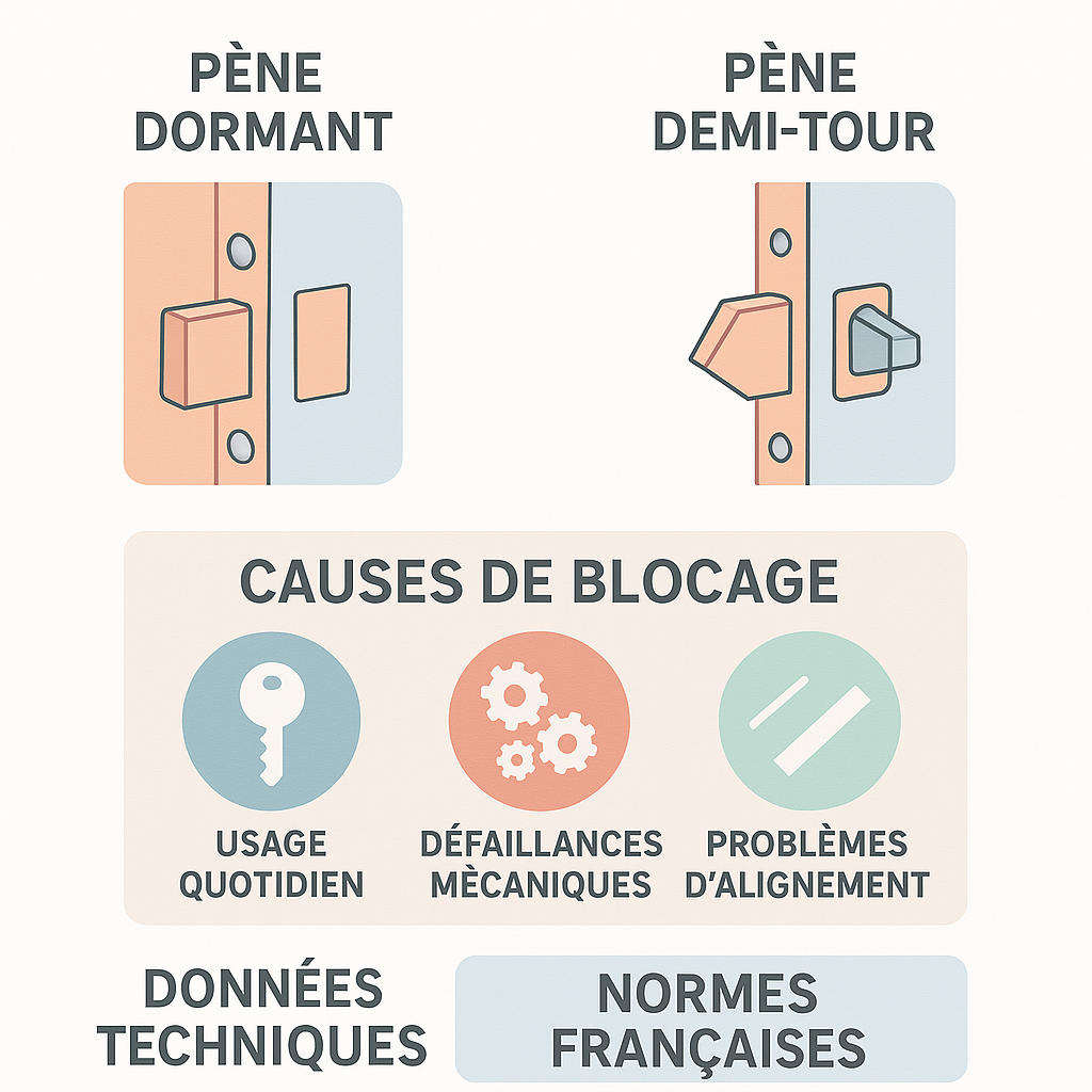 Quels sont les mécanismes de pêne qui peuvent bloquer une porte en France ?